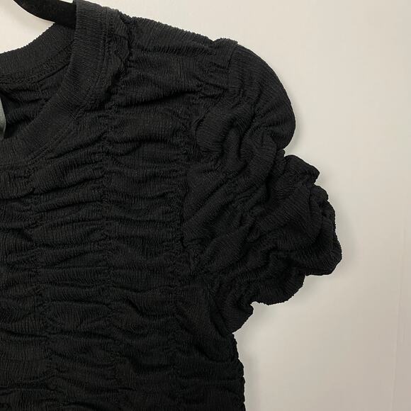By Anthropologie Black Ruched Baby Tee Size Small NWT - Picture 5 of 8